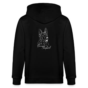deutscher Schäferhund Portrait - Stanley/Stella Unisex Bio-Kapuzenjacke CULTIVATOR  - Schwarz - Hinten - Anna (173cm)