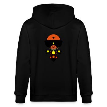 Ente auf Motorrad - Stanley/Stella Unisex Bio-Kapuzenjacke CULTIVATOR  - Schwarz - Hinten - Anna (173cm)