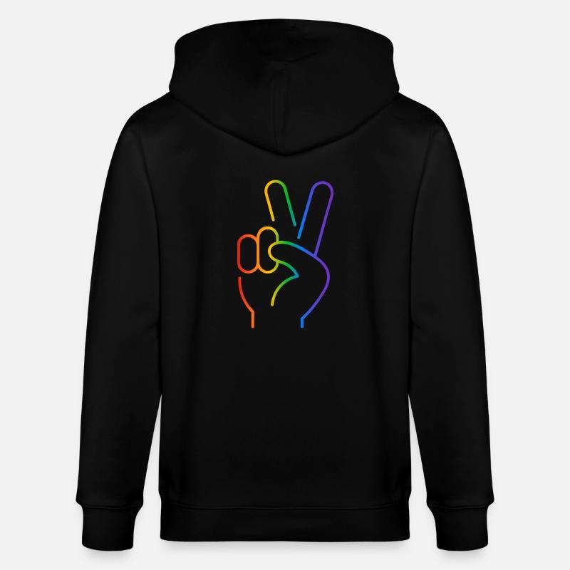 Peace-Zeichen 2 Finger Regenbogen - Stanley/Stella Unisex Bio-Kapuzenjacke CULTIVATOR  - Schwarz