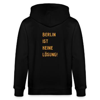 Berlin ist keine Lösung! - Hauptstadt Deutschland - Stanley/Stella Unisex Bio-Kapuzenjacke CULTIVATOR  - Schwarz - Hinten - Anna (173cm)
