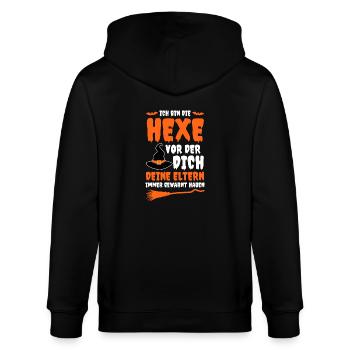 Hexe Hexenbesen Hexenkostüm Halloween - Stanley/Stella Unisex Bio-Kapuzenjacke CULTIVATOR  - Schwarz - Hinten - Anna (173cm)