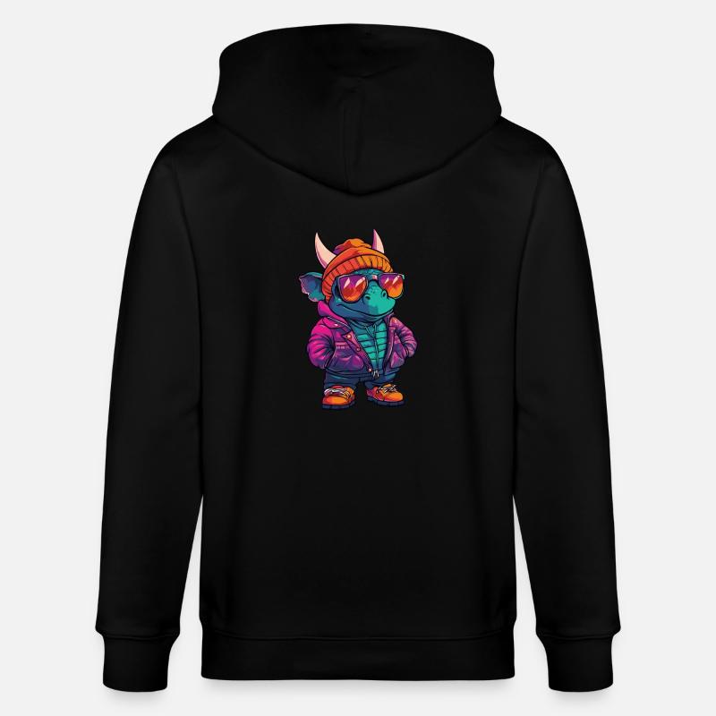 Dinosaurier triceratops Winter Comic - Stanley/Stella Unisex Bio-Kapuzenjacke CULTIVATOR - Schwarz