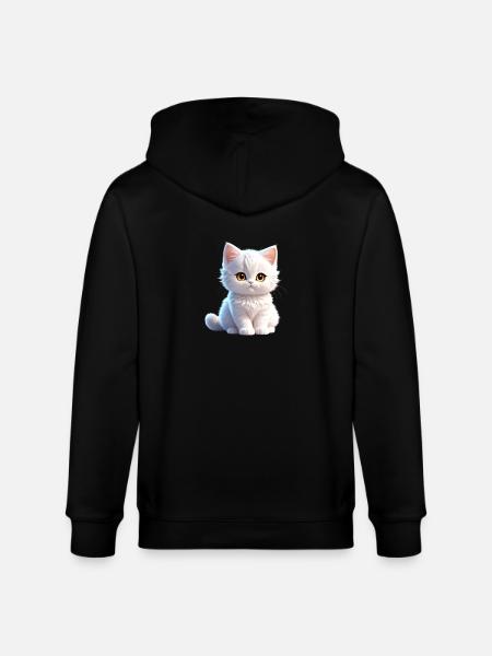 Cute white kitty - Stanley/Stella CULTIVATOR Unisex Organic Hooded Jacket - black