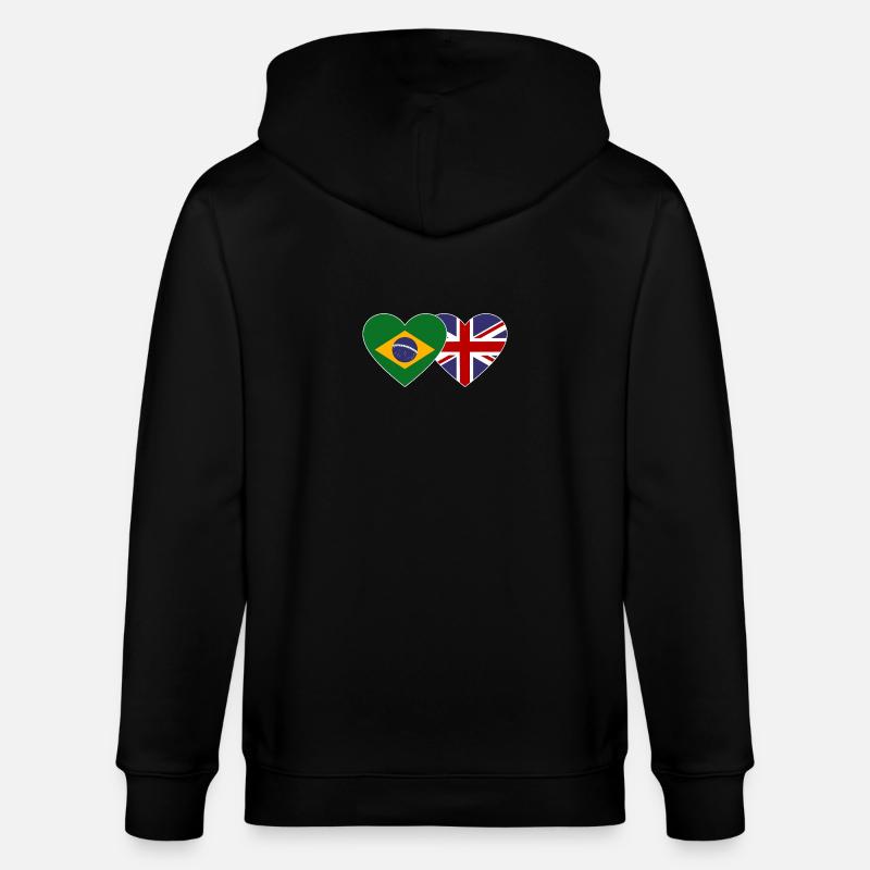 Brésil Angleterre Drapeau Coeur - Veste à capuche bio CULTIVATOR Stanley/Stella Unisexe - noir