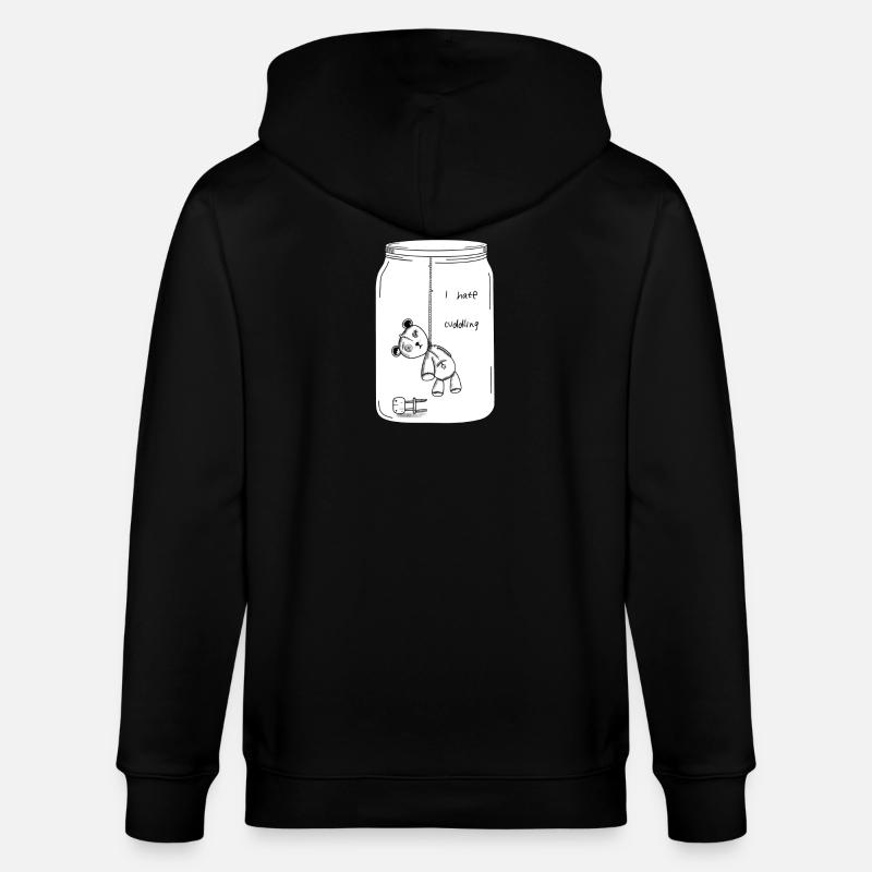 I hate cuddling (BW Version) - Stanley/Stella CULTIVATOR  Unisex Organic Hooded Jacket - black