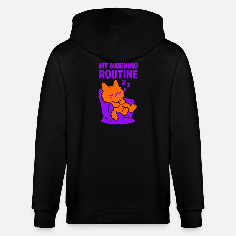 Routine matinale chat #1 - Veste à capuche bio CULTIVATOR Stanley/Stella Unisexe - noir