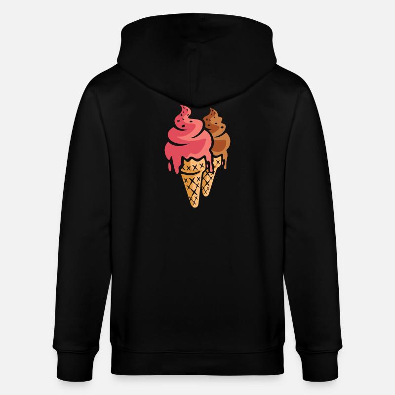 Zwei Eiscremes Cartoon Design - Stanley/Stella Unisex Bio-Kapuzenjacke CULTIVATOR  - Schwarz
