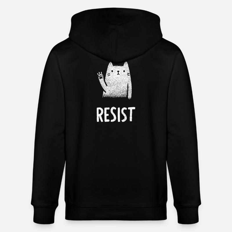 Illustration du chat blanc ondulant - Veste à capuche bio CULTIVATOR Stanley/Stella Unisexe - noir