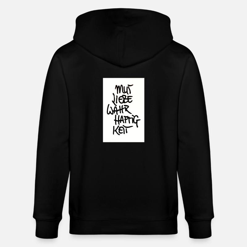 MUT, LIEBE, WAHRHAFTIGKEIT - Stanley/Stella Unisex Bio-Kapuzenjacke CULTIVATOR  - Schwarz
