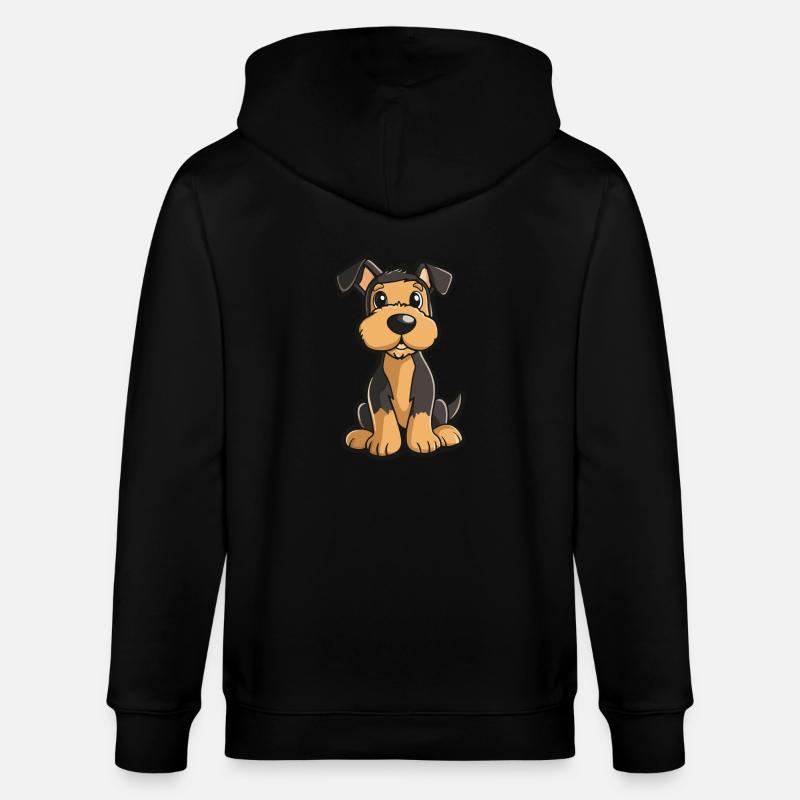 Airedale Terrier Hund Comic Niedlich - Stanley/Stella Unisex Bio-Kapuzenjacke CULTIVATOR  - Schwarz