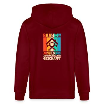 Dachdeckerei Ausbildung Lehrling Auzbi Dachdecker - Stanley/Stella Unisex Bio-Kapuzenjacke CULTIVATOR  - Burgunderrot - Hinten - Anna (173cm)