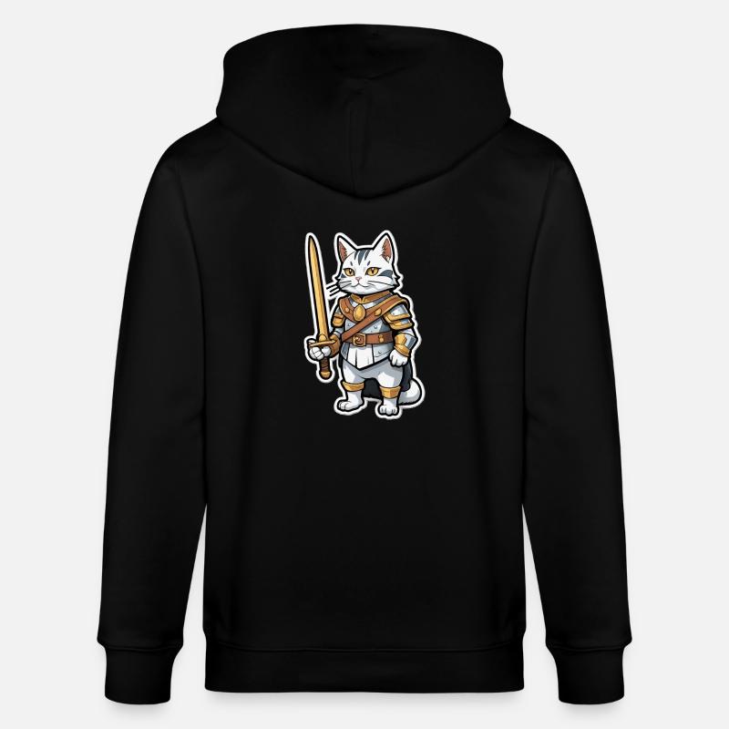 Katze Ritter Comic - Stanley/Stella Unisex Bio-Kapuzenjacke CULTIVATOR  - Schwarz