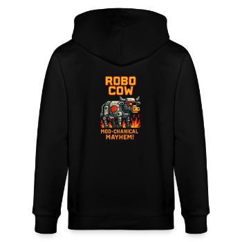 Robo Cow Moo-chanical Mayhem Pixel - Stanley/Stella Unisex Bio-Kapuzenjacke CULTIVATOR  - Schwarz - Hinten - Anna (173cm)