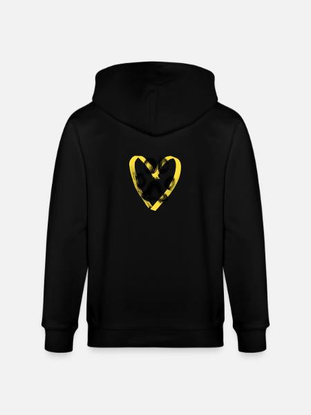 Paw print with heart, yellow - Stanley/Stella CULTIVATOR  Unisex Organic Hooded Jacket - black