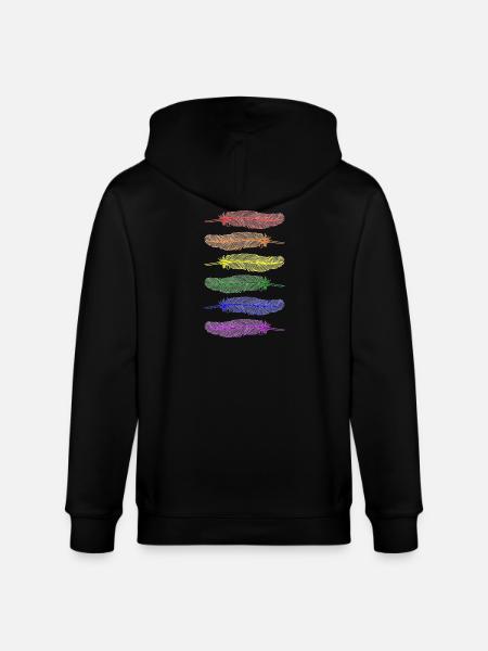 Feathers Rainbow - Stanley/Stella CULTIVATOR  Unisex Organic Hooded Jacket - black