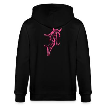 Horse pink pink, foal - Stanley/Stella CULTIVATOR  Unisex Organic Hooded Jacket - black - Back - Anna (173cm)