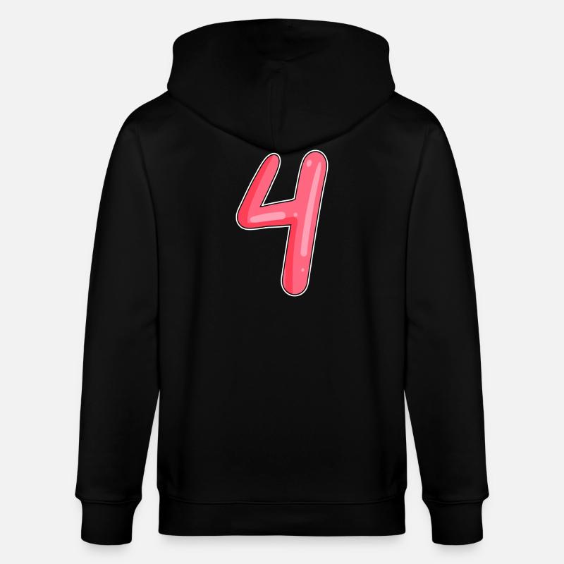 4 - Vier Zahl Nummer - Stanley/Stella Unisex Bio-Kapuzenjacke CULTIVATOR  - Schwarz
