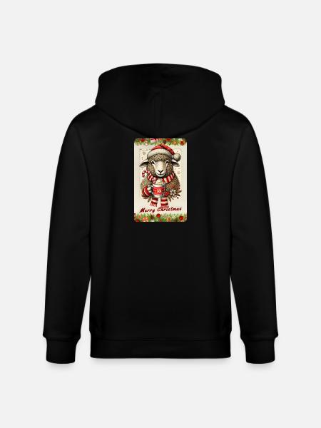 Christmas sheep with hot chocolate - Stanley/Stella CULTIVATOR  Unisex Organic Hooded Jacket - black