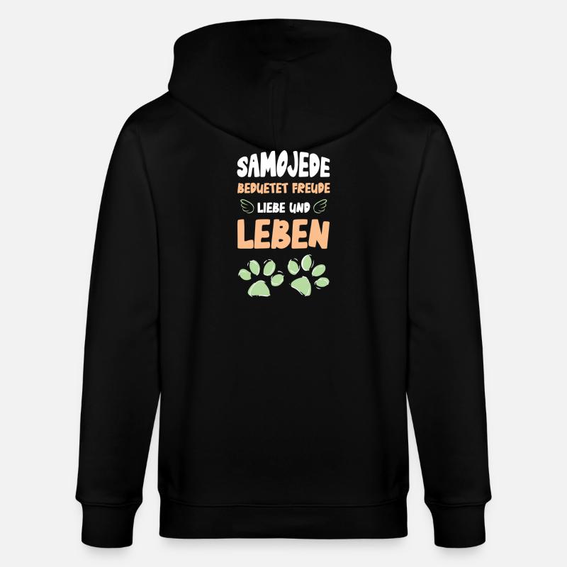 Samojede bedeutet Freude Liebe Leben - Stanley/Stella Unisex Bio-Kapuzenjacke CULTIVATOR - Schwarz