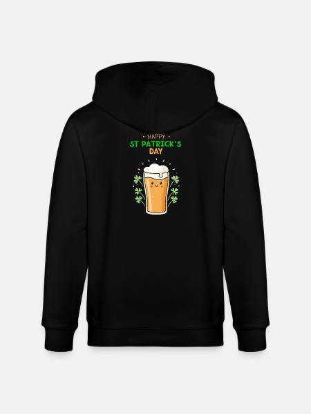 Happy St Patrick's Day Beer - Stanley/Stella CULTIVATOR  Unisex Organic Hooded Jacket - black