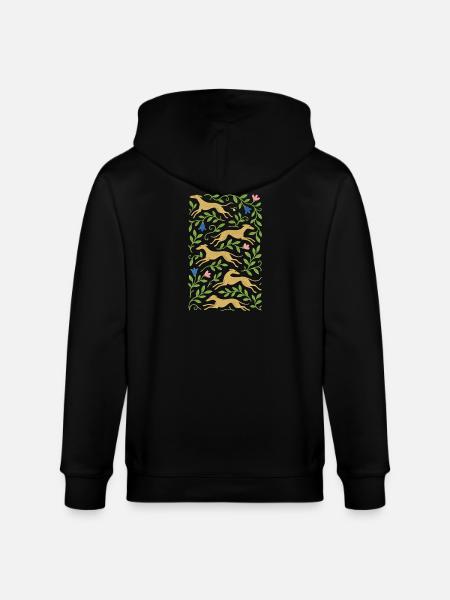 Golden Gallop in Floral Vines - Stanley/Stella CULTIVATOR Unisex Organic Hooded Jacket - black