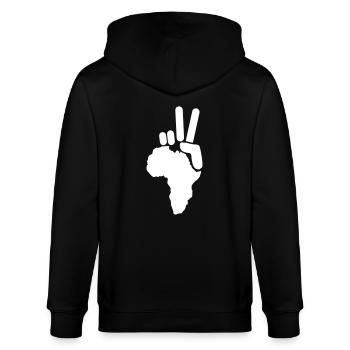 House - peace to africa - Stanley/Stella Unisex Bio-Kapuzenjacke CULTIVATOR  - Schwarz - Hinten - Anna (173cm)
