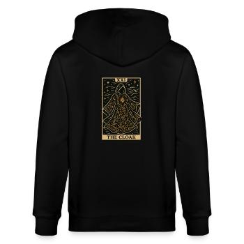 Tarotkarte nähen – Der Umhang - Stanley/Stella Unisex Bio-Kapuzenjacke CULTIVATOR  - Schwarz - Hinten - Anna (173cm)