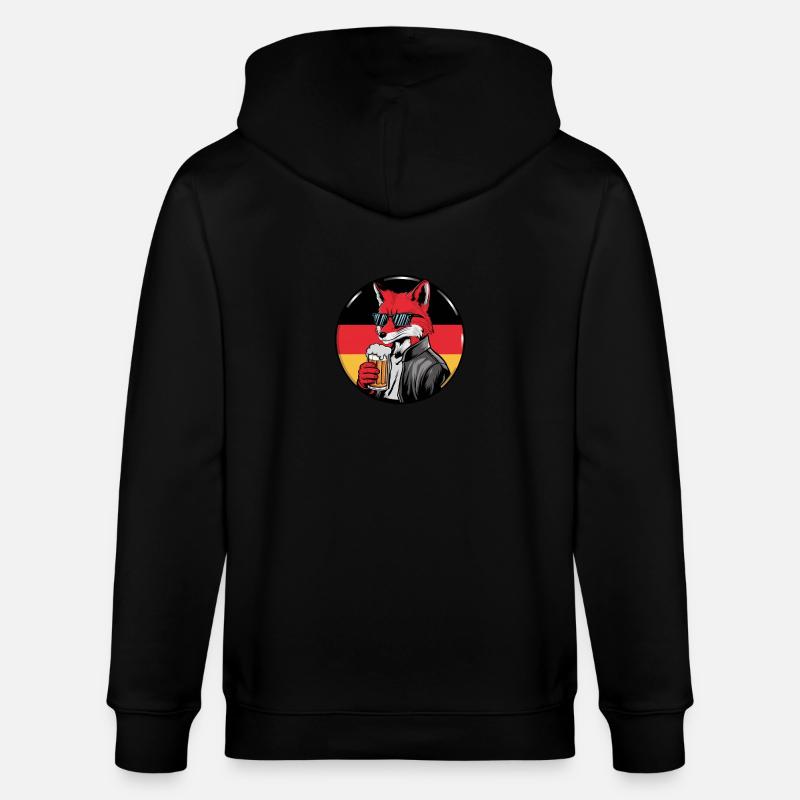 Fuchs Bier Geschenk - Stanley/Stella Unisex Bio-Kapuzenjacke CULTIVATOR  - Schwarz