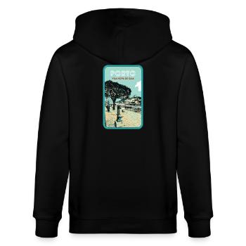 Vila Nova de Gaia: Blick auf Porto - Stanley/Stella Unisex Bio-Kapuzenjacke CULTIVATOR  - Schwarz - Hinten - Anna (173cm)