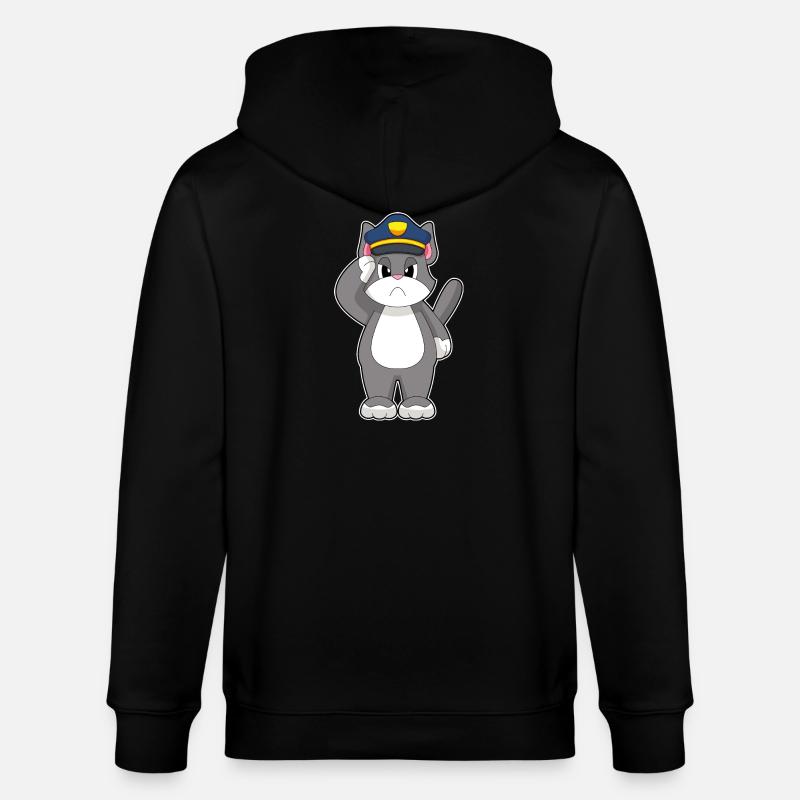 Chat, Policier, Police - Veste à capuche bio CULTIVATOR Stanley/Stella Unisexe - noir