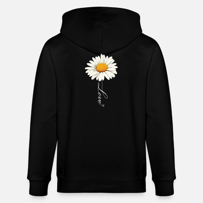 Gänseblümchenblume mit Liebe Skript - Stanley/Stella Unisex Bio-Kapuzenjacke CULTIVATOR  - Schwarz