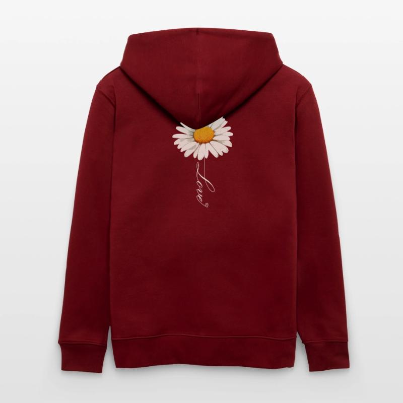 Gänseblümchenblume mit Liebe Skript Stanley/Stella Unisex Bio-Kapuzenjacke CULTIVATOR 