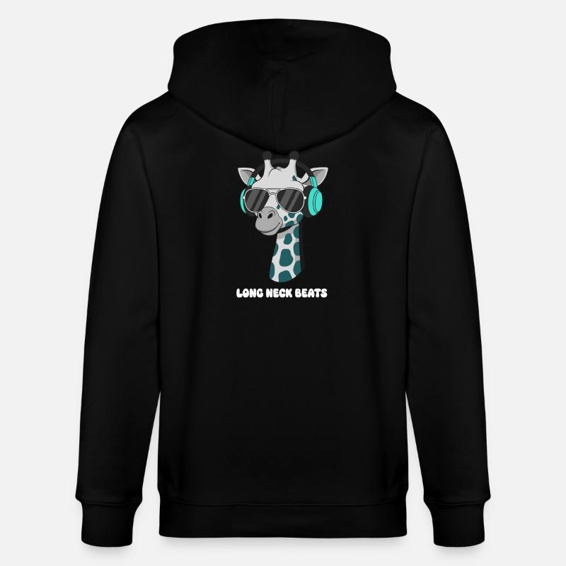 GiraffenDJ mit Kopfhörer - Stanley/Stella Unisex Bio-Kapuzenjacke CULTIVATOR  - Schwarz