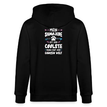 samojede hund spruch - Stanley/Stella Unisex Bio-Kapuzenjacke CULTIVATOR  - Schwarz - Hinten - Anna (173cm)