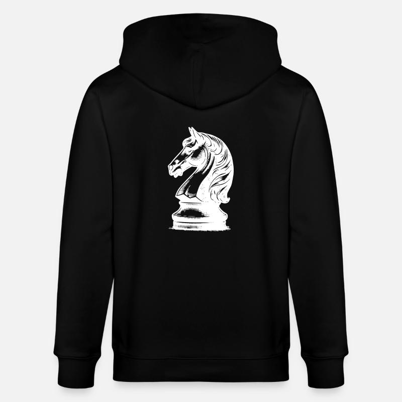 Schachspiel Schachfigur Pferd Springer - Stanley/Stella Unisex Bio-Kapuzenjacke CULTIVATOR  - Schwarz