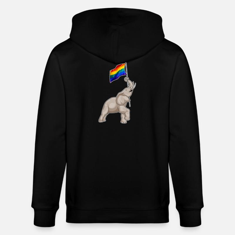 Arc-en-ciel éléphant - Veste à capuche bio CULTIVATOR Stanley/Stella Unisexe - noir