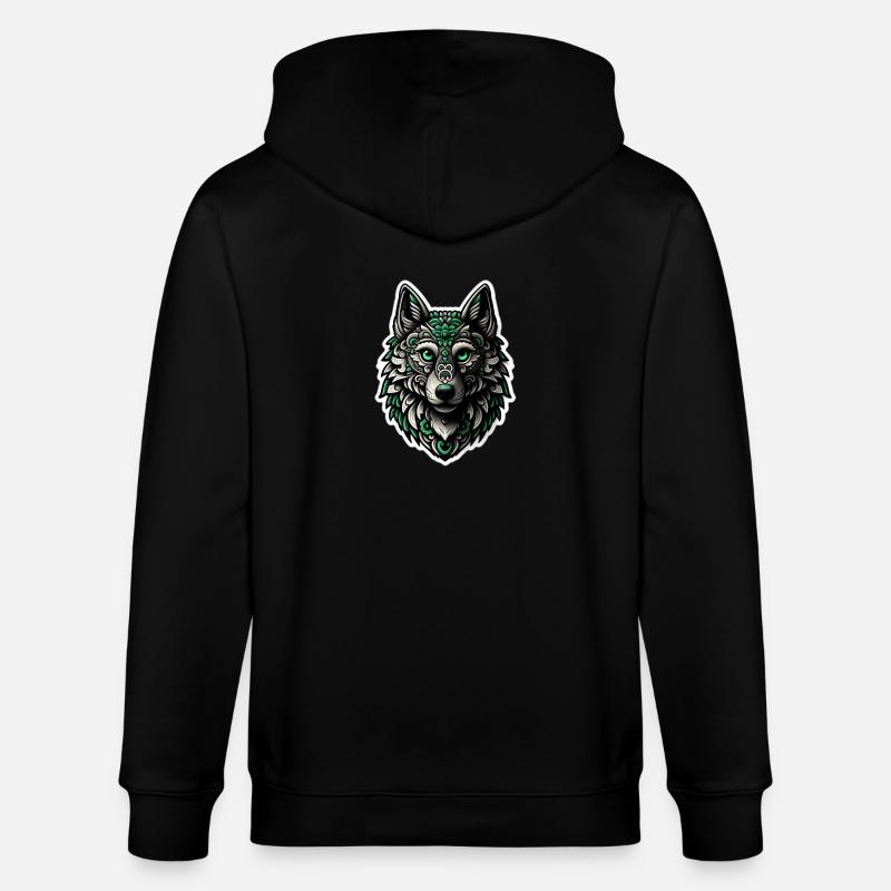 Loup vert-blanc - Veste à capuche bio CULTIVATOR Stanley/Stella Unisexe - noir