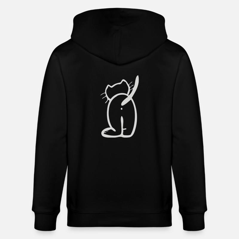 Damenshirt mit großer Katze - Stanley/Stella Unisex Bio-Kapuzenjacke CULTIVATOR  - Schwarz