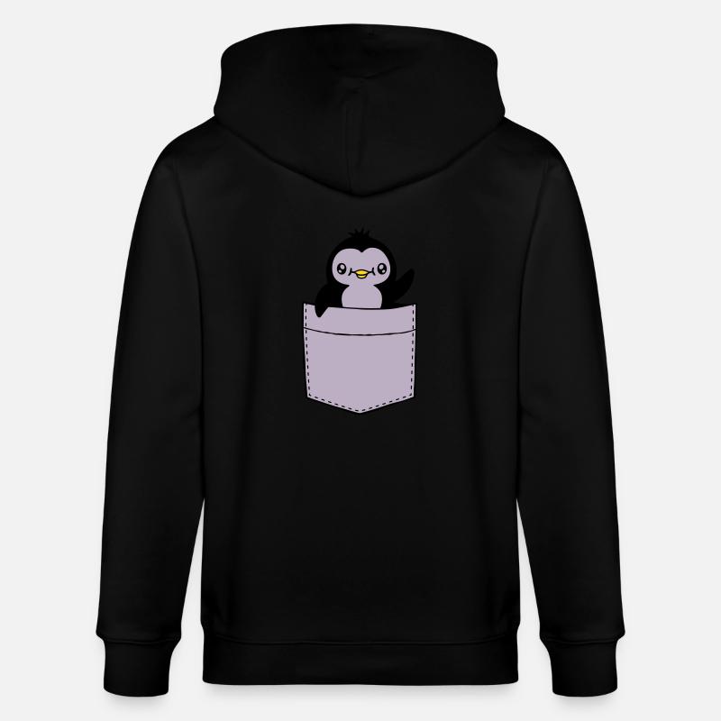 Winkender Brusttasche Pinguin - Stanley/Stella Unisex Bio-Kapuzenjacke CULTIVATOR - Schwarz