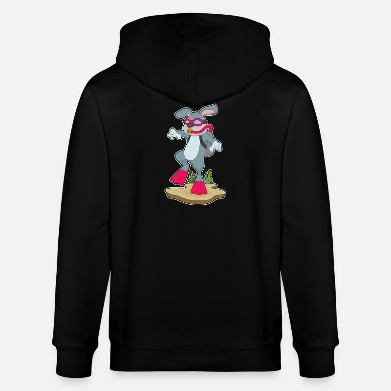 Rabbit Diver Bouteille d’oxygène Plongée - Veste à capuche bio CULTIVATOR Stanley/Stella Unisexe - noir