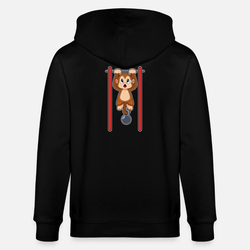 Monkey Bodybuilder Pull-ups Bodybuilding - Stanley/Stella CULTIVATOR  Unisex Organic Hooded Jacket - black
