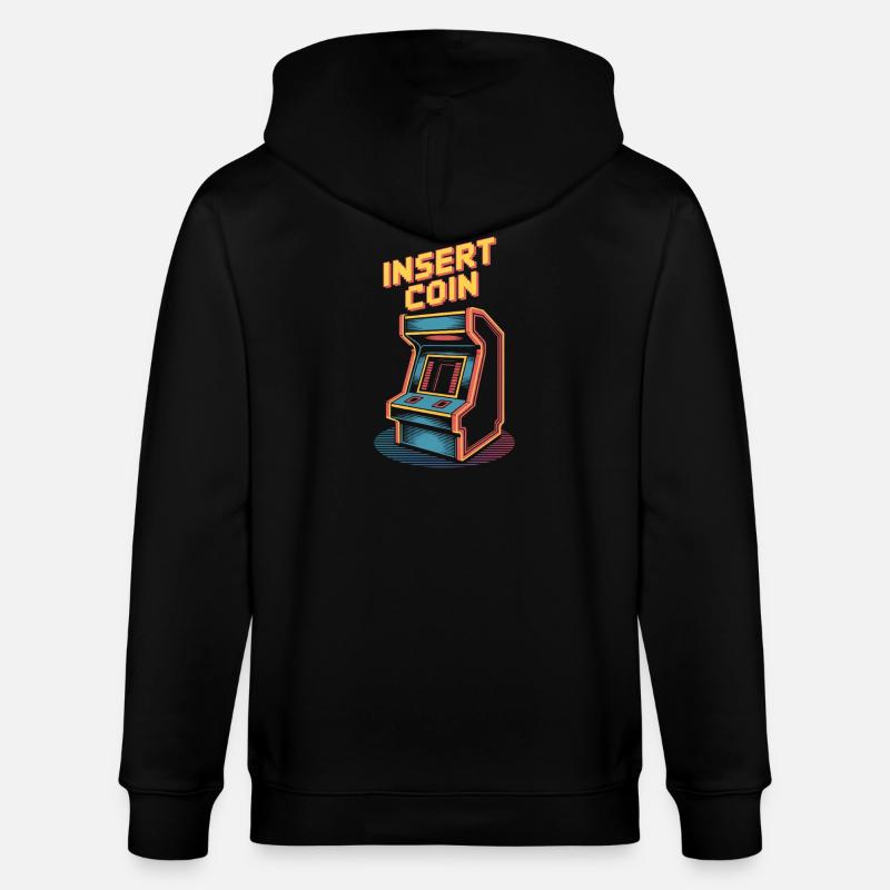 Insert Coin Retro Arcade Gaming Automat - Stanley/Stella Unisex Bio-Kapuzenjacke CULTIVATOR - Schwarz