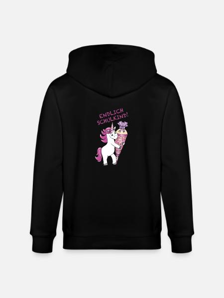 Einschulung Einhorn mit Zuckertüte Schulanfang - Stanley/Stella Unisex Bio-Kapuzenjacke CULTIVATOR - Schwarz