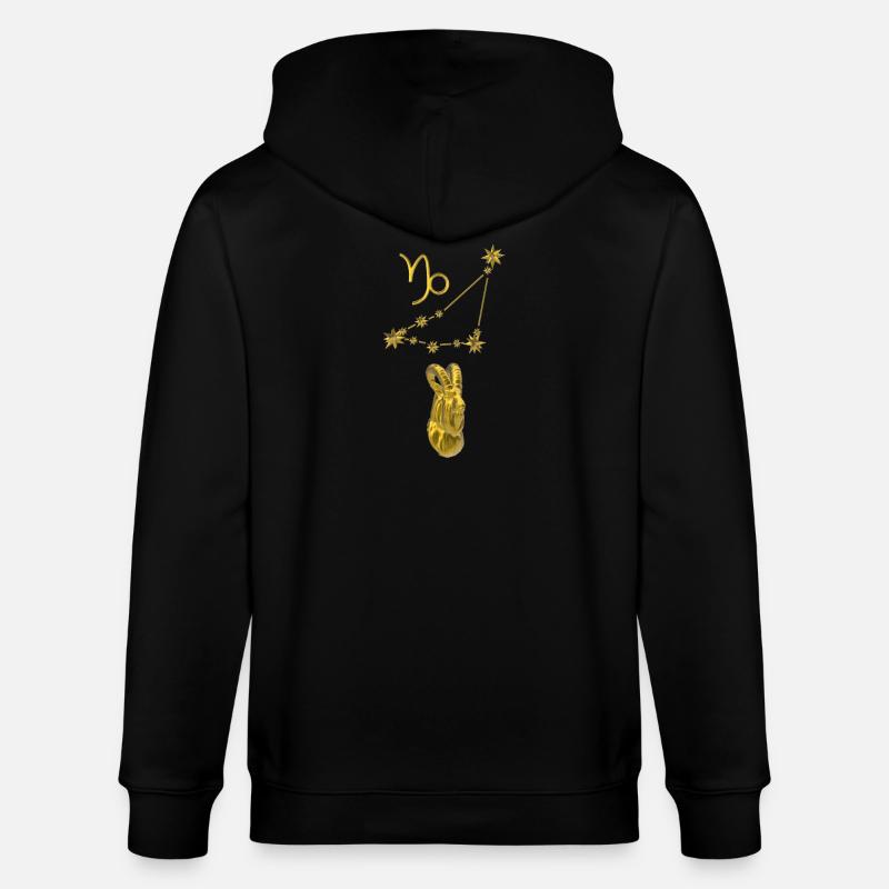 Sternbild Steinbock 3D, gold - Stanley/Stella Unisex Bio-Kapuzenjacke CULTIVATOR  - Schwarz