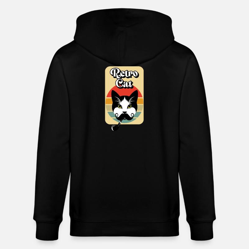 Retro-Katze - Stanley/Stella Unisex Bio-Kapuzenjacke CULTIVATOR  - Schwarz