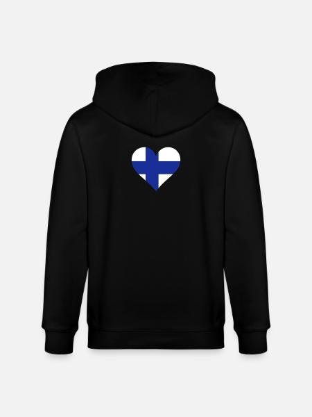 A Heart For Finland - Stanley/Stella CULTIVATOR Unisex Organic Hooded Jacket - black