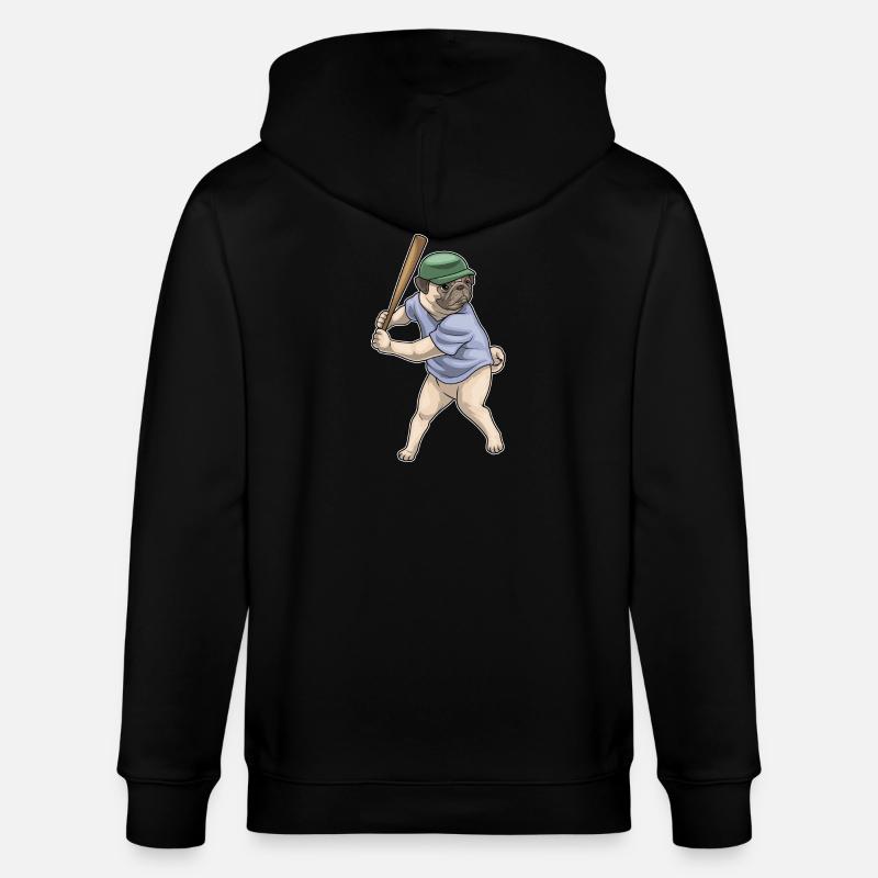 Mops Baseball Baseballschläger - Stanley/Stella Unisex Bio-Kapuzenjacke CULTIVATOR - Schwarz