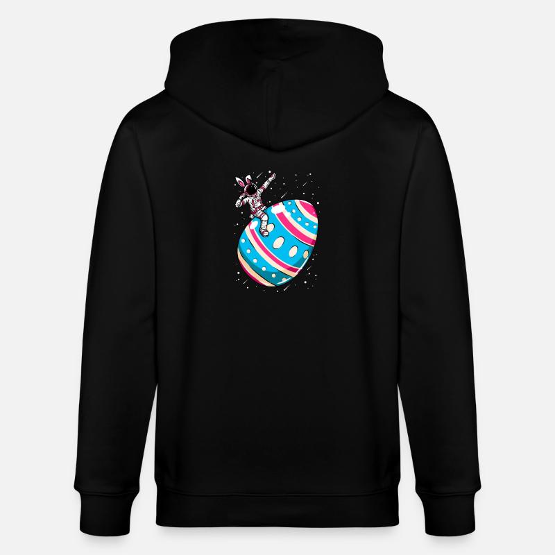 Astronaut - space easter egg - Stanley/Stella CULTIVATOR  Unisex Organic Hooded Jacket - black
