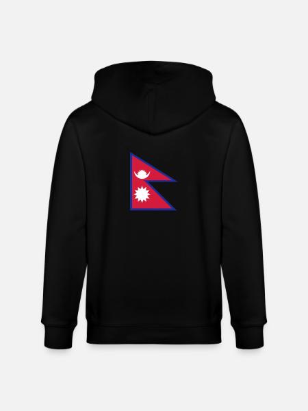 National Flag Of Nepal - Stanley/Stella CULTIVATOR  Unisex Organic Hooded Jacket - black