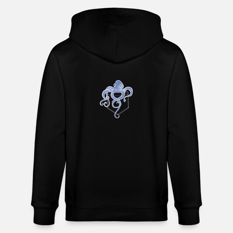 Nette blaue Krake - Stanley/Stella Unisex Bio-Kapuzenjacke CULTIVATOR  - Schwarz